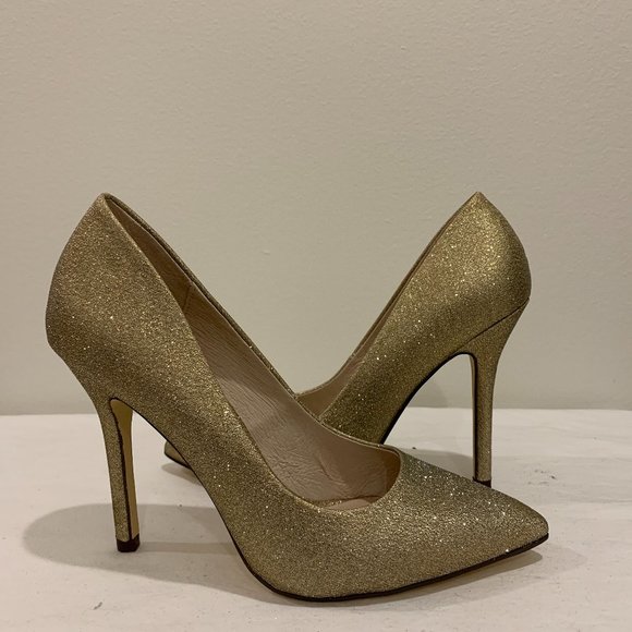 Menbur Gold Glitter Pumps - Picture 1 of 6